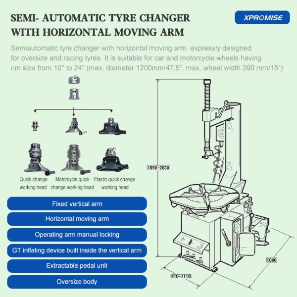 Oversize Automatic Tire Changer 10 Bar 3000kg For Garage Equipment