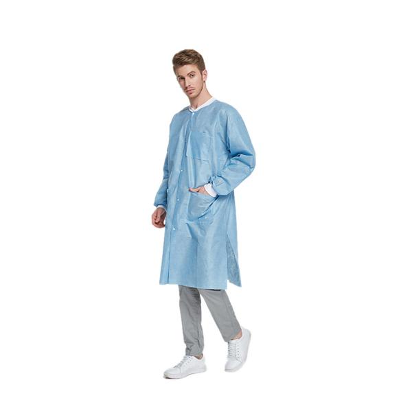 cheap Non-sterile SMS disposable lab coat Medical non woven Lab Coat Isolation gown GB18401-2010 Class B