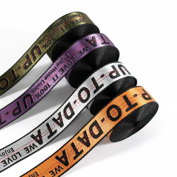 Manufacturer custom logo polyester jacquard webbing strap for Lanyard shoelace camera strap bag belt