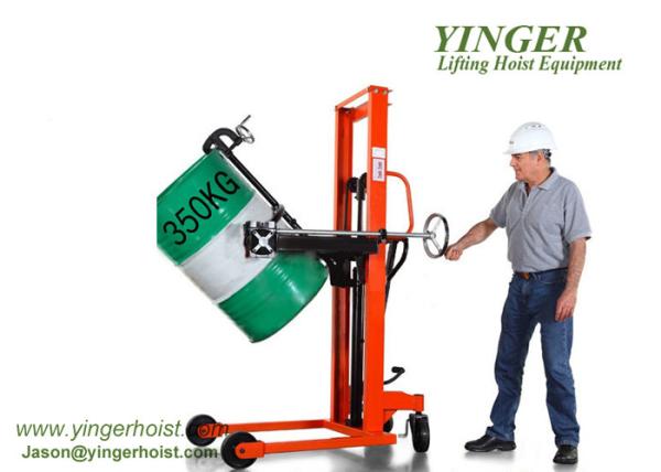 Portable Mini Manual Forklift Stacker , Manual Hydraulic Stacker Oil Drum Rotator Type high lift pallet truck