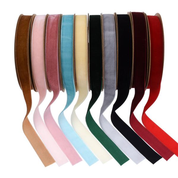 2020 new arrival 25mm wide gift box stretch glitter velvet wired ribbon roll