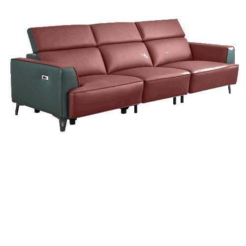 New Italian Style First Layer Cowhide Functional Modern Minimalist Manual Headrest Metal High Leg Leather Sofa