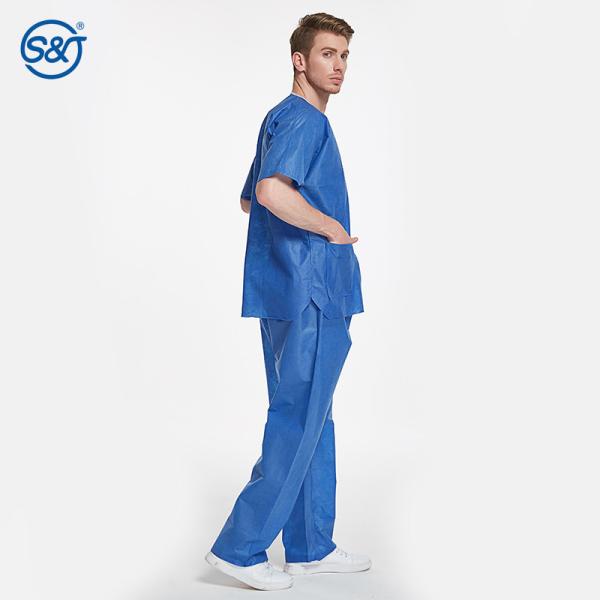 V Neck Disposable Scrub Suits For Sale SMS Non Woven Lab Gown