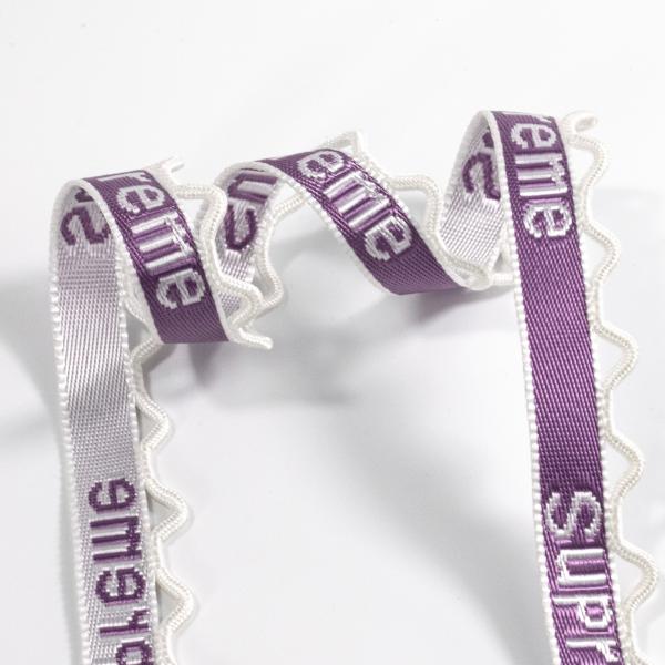 Custom jacquard logo designer braided fluorescent green polyester webbing band for Garments Shoes Bags