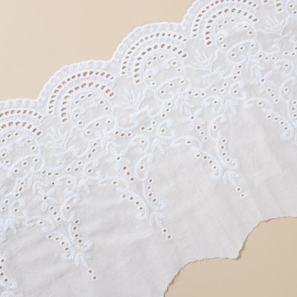 Polyester Embroidery Lace Fabric White Embroidery Lace Trim For Dress