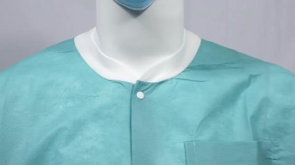 cheap Non-sterile SMS disposable lab coat Medical non woven Lab Coat Isolation gown GB18401-2010 Class B
