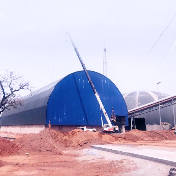 Large span structural roof coal storages shed steel space frame barrel coal bunker