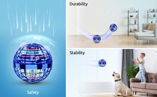 RGB Mini Drone, Spinner 360° Rotating Levitation UFO Flying Ball Toys-Christmas Gifts