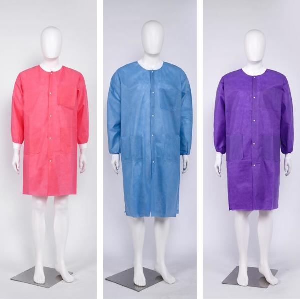 S&J Factory Price Lab Coat Waterproof Non Woven Disposable Lab Coat Hospital Nursing Disposable Gown