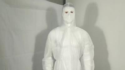 Elastic Hood Disposable Protective Coverall Mens Overalls With Zip Front Single Layer