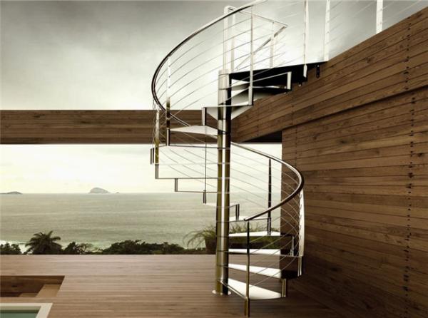 Modern House Custom Spiral Staircase Stainless Steel Material Round Design