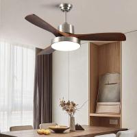 Ventilador de techo decorativo con luz LED y control remoto para interiores, con aspas de madera maciza pequeñas de 35 pulgadas, al por mayor de fábrica