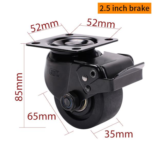 EDL 2.5 Inch Plate Heavy Equipment Casters M4125P-16  By Rigid Swive Brake Type