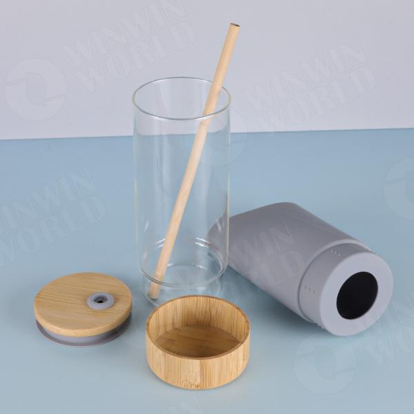 el almacenamiento del vidrio del silicón 21oz embotella el vaso With Straw