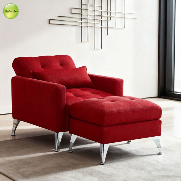 Compact Napping Pull Out Sofa Bed Furniture With Ottoman Single Seat