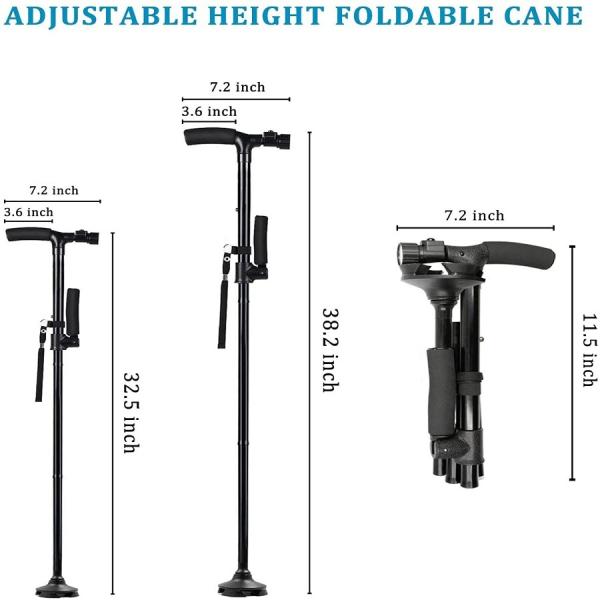 2016 wholesale folding cane free adjustable walking cane with LED light