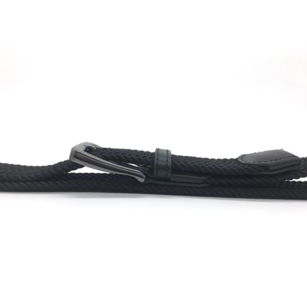 Men Cowhide Braided Fabric 3.5CM Elastic Woven Stretch Jeans Belts