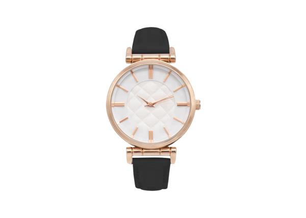 Female Analog Stainless Steel Ladies Quartz Timepieces Leather Strap