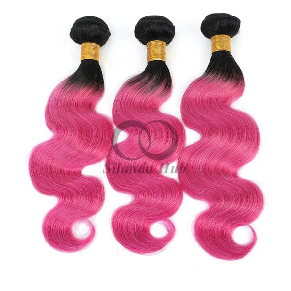 #T1B/Pink Body Wave Remy Human Hair Bundles Sew In Weave Bundles Brazilian Bundle Deals