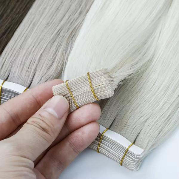 Invisible Blonde Tape In Seamless 100 Human Hair Extension Kinky Straight Double Drawn Raw Virgin Hair