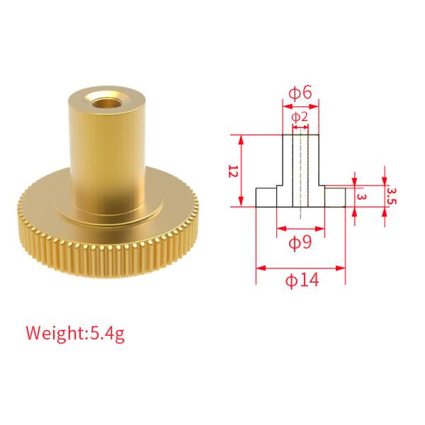 Golden 15mm X 12mm Heatbed Ultimaker2 M3 Knurled Nut Leveling Fixing Nut