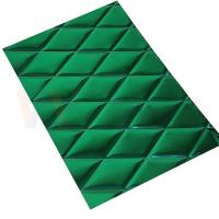 1m m grabaron en relieve la hoja de acero inoxidable Jade Green PVD que cubría pequeña forma del Rhombus