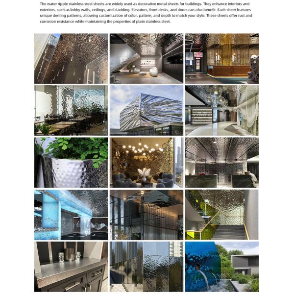 Розовое золото Водяная волна листок из нержавеющей стали толщиной 3,0 мм Водяная волна панель из нержавеющей стали