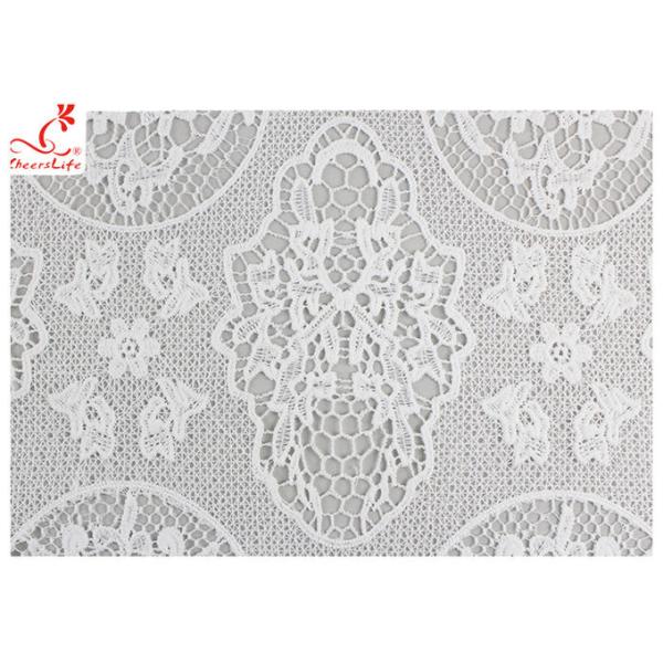 Вышитая гипюром флористическая ткань шнурка с химическим поли шелком молока удобным