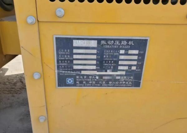 High Strength 3500kg Used Road Roller XCMG XMR353E 50 Hz Vibration Frequency