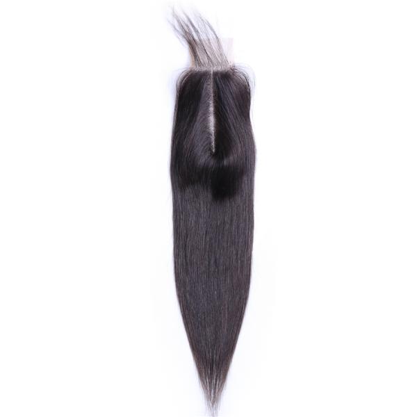 2 X 6 Middle Part Closure Virgin Human Hair Extensions Straight Swiss Lace