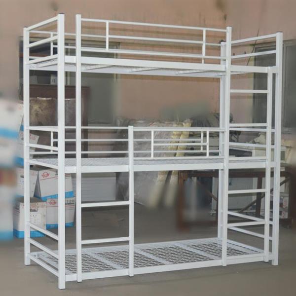 Black Metal Frame Triple Bed Adult 3 Tier Bed Steel Home Business Furniture China Factory