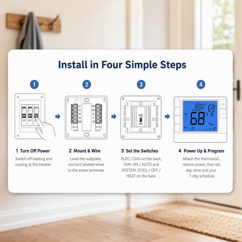 Coiiwsei Blue LCD Display Intelligent Temperature Controller for Indoor in Hotels and Houses