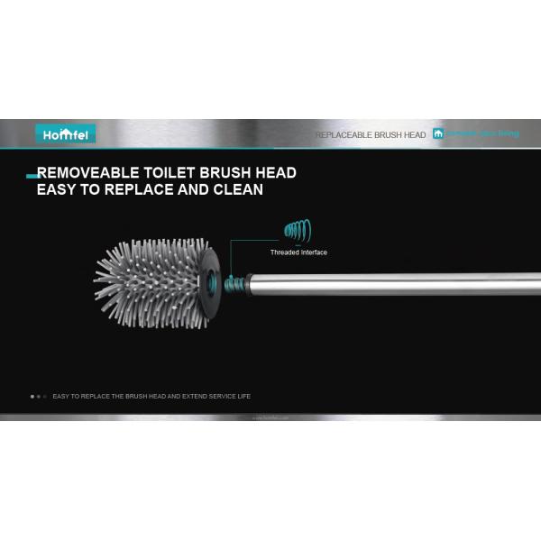 Bathroom Round TPR Toilet Bowl Cleaning Brush With Holder Free Standing