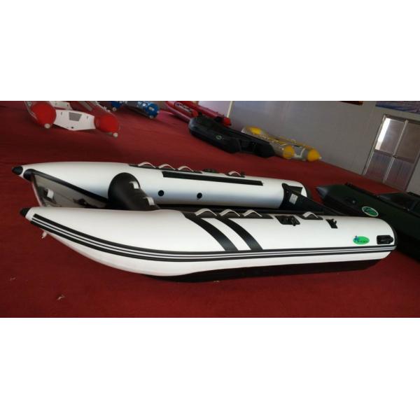 PVC Fabric Catamaran Work Boat 450cm Inflatable Catamaran Boats For Water Sports