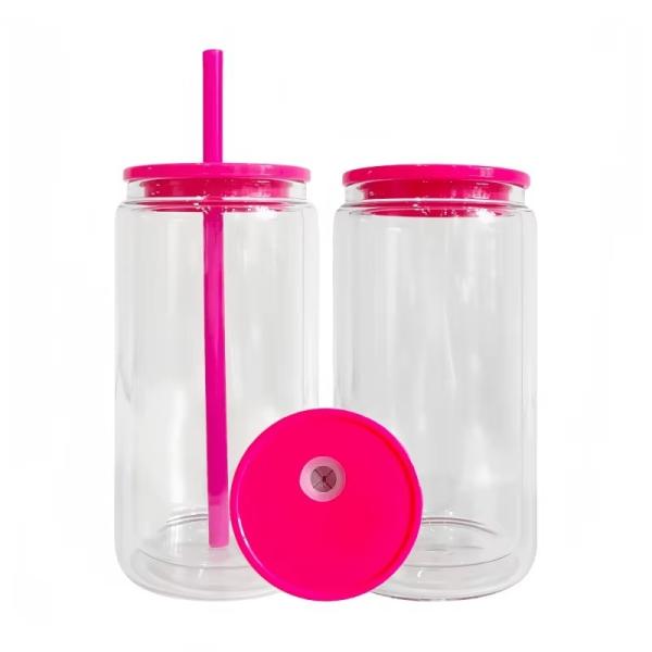 Colorful 16oz Glass Bottle for Beer Mugs and Portable Fruit Water Convenient Design