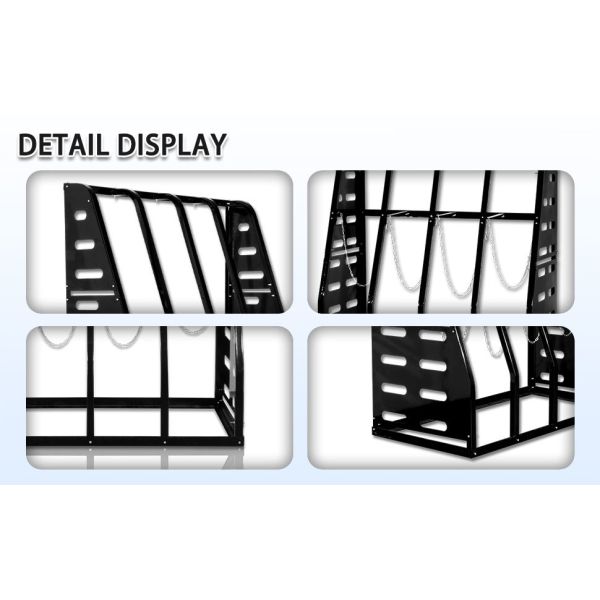 4 Slot Vertical Bar Rack High Carbon Steel Anti-Rust Adjustable Chain Lock Side Board Stepped-Wedge Anti-Tip Design