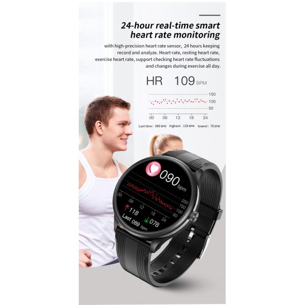 Музыкальный плеер Мужские наручные ЭКГ Смарт-часы 240 * 240 Экран 316L Корпус из нержавеющей стали