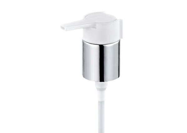 Metalic Silver Soap Dispenser Pump , Plastic Clip Lock Lotion Dispenser Pump