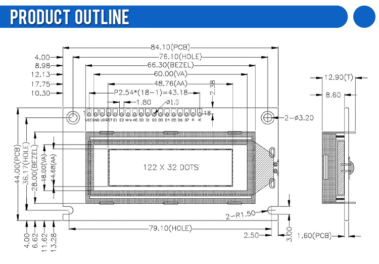 Grey Film 12232B1 Character Dot Matrix Screen 122X32 Controller SBN1661G Stable Supply LCD Screen
