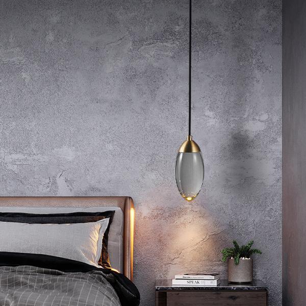 Bedroom Bedside Lamp Modern Simple Copper Light Luxury Crystal Pendant Light