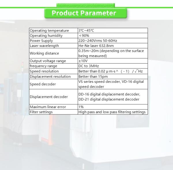 220-240Vrms 50-60Hz Fornecimento de energia Vibrômetro laser Doppler para medição de vibração