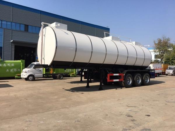 Carbon Steel 3 Axle Chemical Tanker Truck , 34CBM Asphalt Tanker Trailer