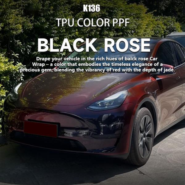 K136 Black Rose TPU Color Car Paint Protection Film Vinyl Wrap Sticker