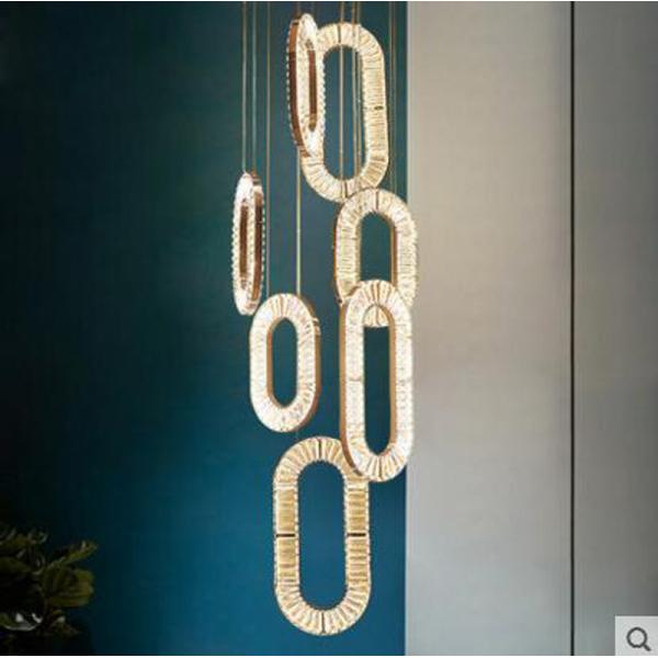 Staircase Crystal Light Long Chandelier Villa Duplex Floor Spiral Chain Staircase Chandelier（WH-NC-113)