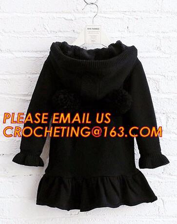 Superior quality kid sweater cute hooded girls thick dress coat, Commercial 100% cotton knitted kids long girls pullover