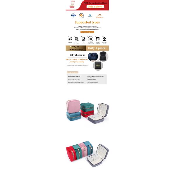 Caja de almacenamiento de joyas de terciopelo para los pendientes de tamaño personalizado