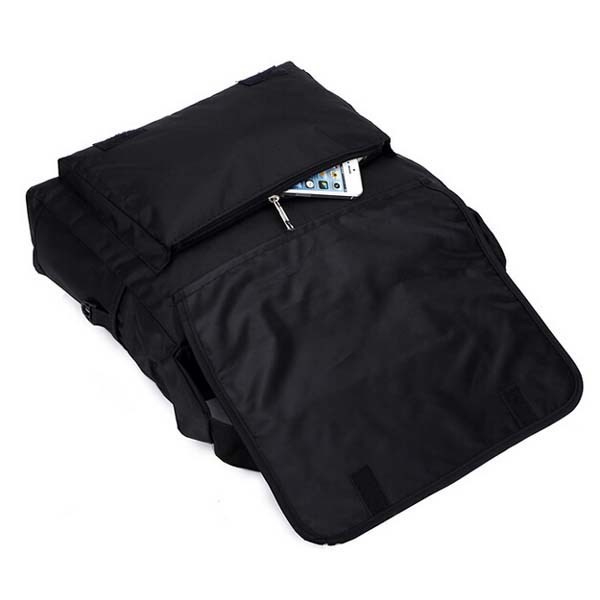 Professional Black Travel Messenger Bags With Backpack Straps Recycled Material