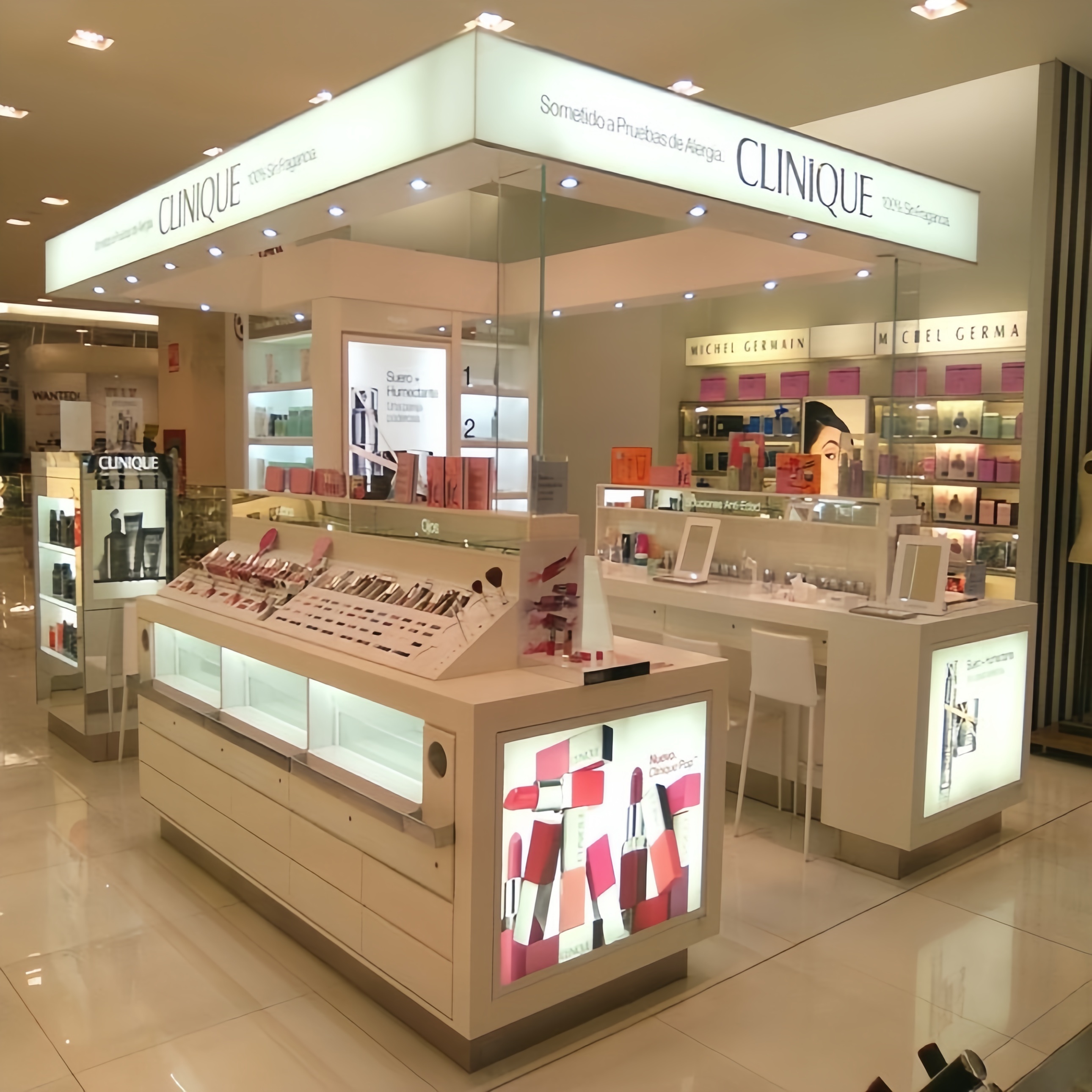 Ss304 Eco Cosmetic Display Case Shopping Mall Makeup Display Case