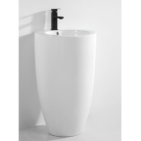 Unique One Piece Ceramic Sanitary Wares Pedestal Round Basin with Cleaning Advantages
