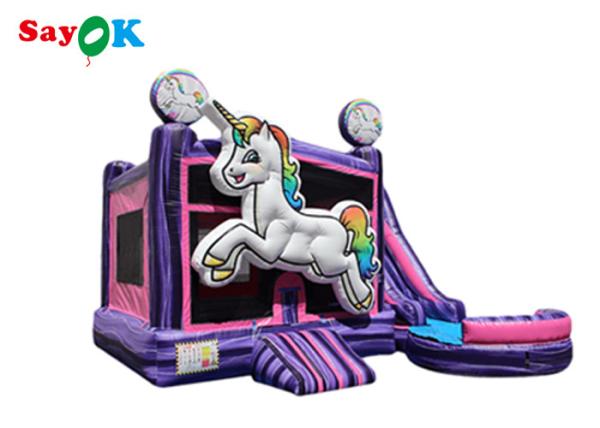Castelo Bouncy com partido inflável Unicorn Kid Zone Wet Dry alugado de Unicorn Bounce House Jumper Slide da corrediça combinado